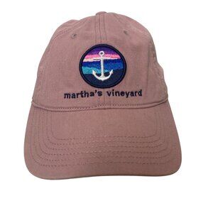 Marthas Vineyard Pink Baseball Cap Anchor Patch Embroidery Adjustable Strapback
